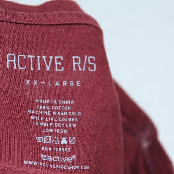 Active R/S Men Red Tee Shirt Short Sleeve Casual Size XXL - Picture 7 of 8